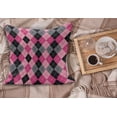 thumbnail image 2 of Abstract Fluffy Throw Pillow Cushion Cover, Argyle Motif with Diamonds and Lozenges Infinite Symmetric Stripes Image, Decorative Square Pillow Case, 20" x 20", Pale Pink Black Grey, by Ambesonne, 2 of 5
