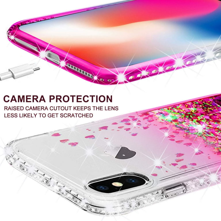 Apple iPhone XS Max Case Liquid Glitter Phone Case Waterfall Floating  Quicksand Bling Sparkle Cute Protective Girls Women Cover for iPhone XS Max  