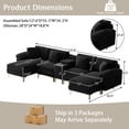 thumbnail image 3 of Rophefx 128" Velvet U Shaped Sectional Sofa with Storage Console, Cup Holders and USB Port, Oversized Modular Deep Seat Cloud Couch with Ottoman for Living Room,Black, 3 of 8