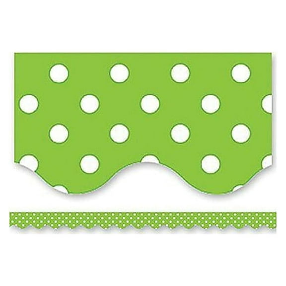 Teacher Created Resources Scalloped Bulletin Board Border Trim Lime Mini Polka Dots Pre-School -