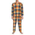 thumbnail image 3 of Fotbe Warm Orange Plaid Pijama de Hombre con Estampado de Manga Larga, Conjunto de 2 Piezas, Ropa de Dormir Suave y Cómoda con Bolsillos-Large, 3 of 7