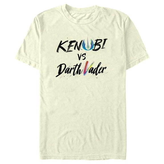Men's Star Wars: Obi-Wan Kenobi Darth Vader vs Kenobi Rainbow Text  Graphic Tee Beige Medium