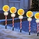 thumbnail image 5 of Juego de 5 luces solares navideñas para exteriores, 8 modos de iluminación LED con forma de bastón de caramelo, impermeables, para patio, jardín, césped y decoración navideña., 5 of 8
