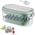 thumbnail image 1 of Ice Cube Tray with Lid and Bin, Sphere Ice Cube Maker Ice Cube Trays for Freezer, 2 Tiers Ice Cube Moulds Square and Round Ice Tray, 1 of 5