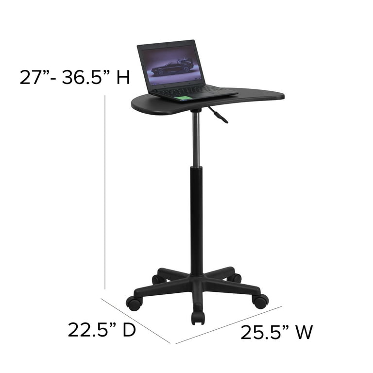Flash furniture black sit to stand mobile laptop computer desk deals