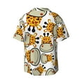 thumbnail image 2 of Xecao offers the Giraffes Head for Men's Casual Short-sleeved Shirt, a button-up collared shirt with a pocket, perfect for beach vacations and yacht travel in the Medium size., 2 of 7