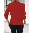 thumbnail image 6 of 2025 Summer Linen Women 3/4 Stretchy Ruched Sleeve Fully-Lined Casual Work Jacket with Pockets Red XXL, 6 of 8