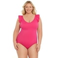 thumbnail image 4 of Time and Tru Women's and Plus Solid Ruffle Strap One Piece Swimsuit, Sizes S-3X, 4 of 11