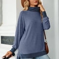 thumbnail image 4 of Cavosen Mock Neck Tops for Women Long Sleeve Pullover T-Shirts Tunic Solid Flowy Blouse Side Split Vacation Shirts Trendy Casual Tops Athletic Resort Tees Summer Clothes Blue M, 4 of 7