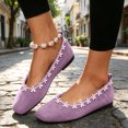 thumbnail image 2 of Wensltd Women Flat Shoes Casual Shoes Floral Trim Square Toe Daily Walking Shoes Purple, 2 of 8