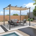 thumbnail image 2 of Purple Leaf 10' x 10' Beige Aluminum Pergola, Retractable Canopy, 2 of 12
