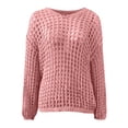 thumbnail image 6 of Women's Lightweight Hollow Out Knit Beach Cover Up Long Sleeve Casual Loose Fit Summer T-Shirt For Outing Oversized T-shirts Short Sleeve Crewneck Casual Tops, 6 of 6