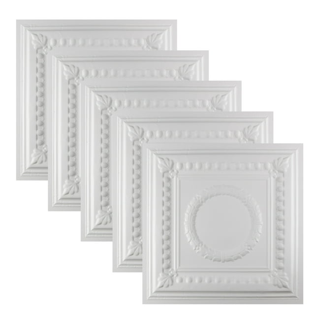 Great Lakes Tin Cleveland Matte White 2ft x 2ft Lay In Ceiling Tiles (5 Pack)