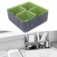 thumbnail image 4 of Organizador de cajones de fieltro, cesta de maquillaje, caja de almacenamiento portátil apilable, contenedor de almacenamiento para encimera, estantes Gris intenso y verde, 4 of 9
