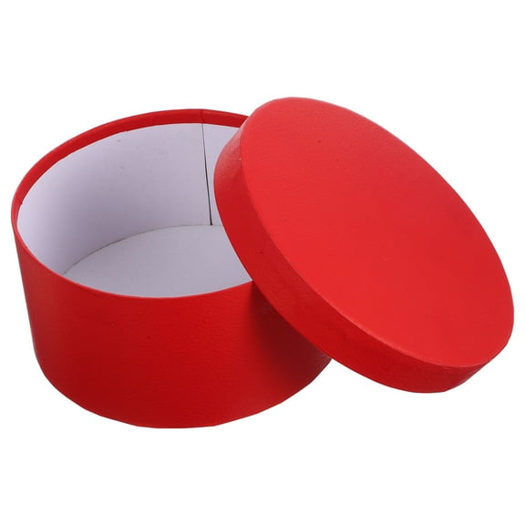 Raindrops Floral Round Flower Box Red Paper Decorative Storage Container 1 Set for Home and
