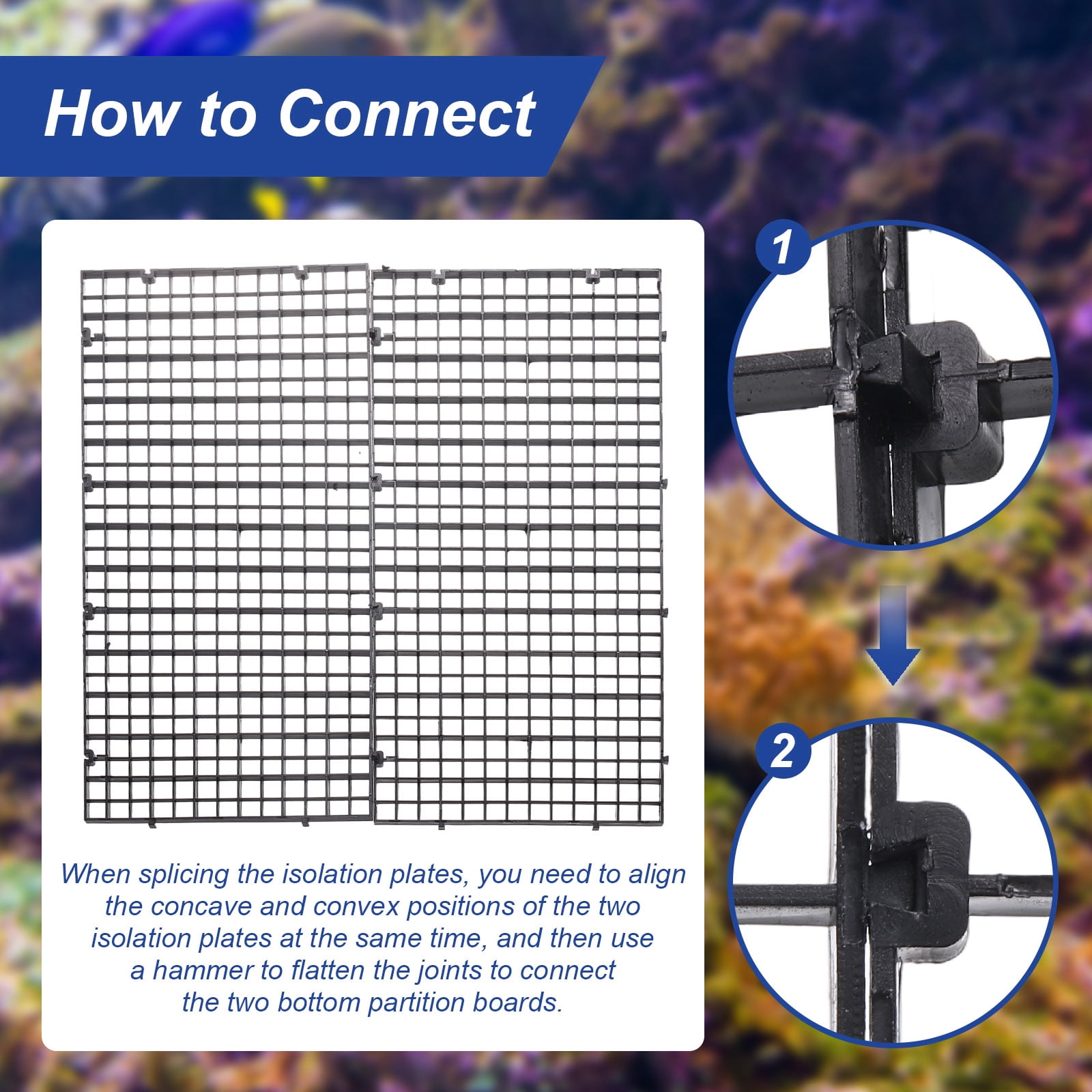 8Pack Aquarium Fish Tank Divider, 12x12 Inch Egg Crate with Suction Cups, White