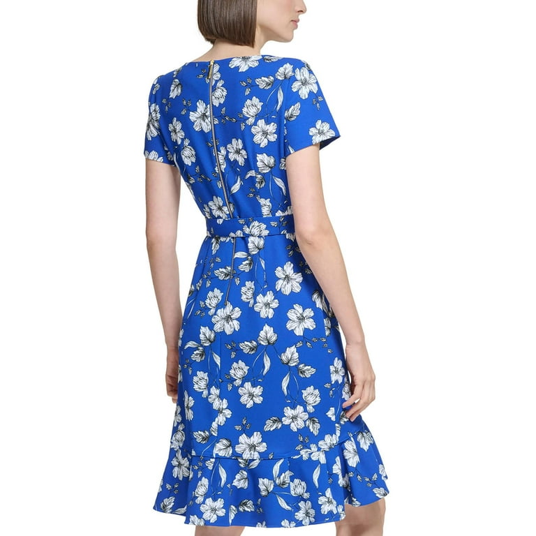 Calvin Klein Womens Petites Floral Print Crepe Fit Flare Dress Walmart