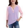 thumbnail image 5 of uublik Girls' Pullover Shirts Kids Crewneck T-Shirts 3/4 Sleeve Tops Cute Fall Blouse Tees Size 3T-14 Multicolor, 5 of 5