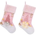 thumbnail image 1 of Bas de Noël Roses 2 Pcs, 18.7 Pouces, Grands Sacs Cadeaux en Peluche pour Arbre de Noël, Décorations de Cheminée, 1 of 7