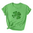 thumbnail image 1 of Besolor T-Shirts de la Saint-Patrick pour Femmes Col Rond Manches Courtes Basiques T-Shirts Graphiques Shamrock Hauts de Festival, 1 of 3