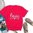 thumbnail image 1 of Hauts d'Été pour Femmes Grande Taille Blouse pour Femmes Nouveau T-shirt à Manches Courtes à Col Rond à Imprimé Love T-shirt à Col en V pour Femmes en Liquidation, 1 of 4