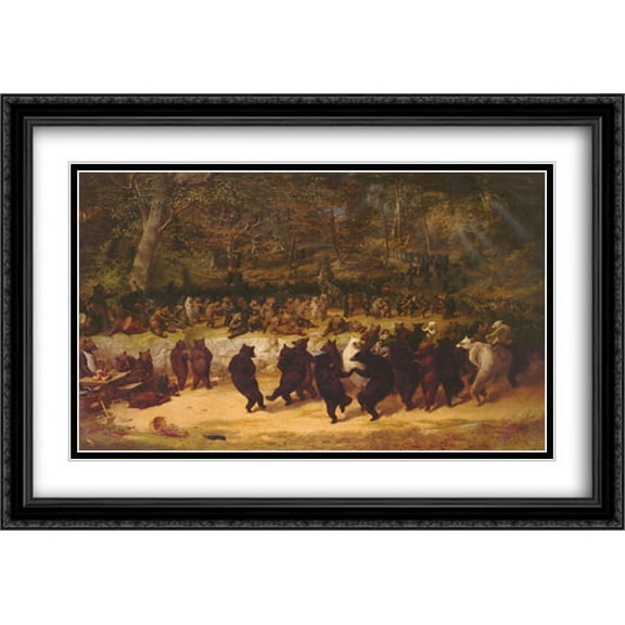Bear Dance 2x Matted 40x28 Large Black Ornate Framed Art Print by William Beard