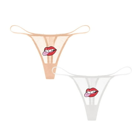 

Varsbaby Woman s Sexy G-String Thongs with Lip Cartoon Stickers 2 Pack