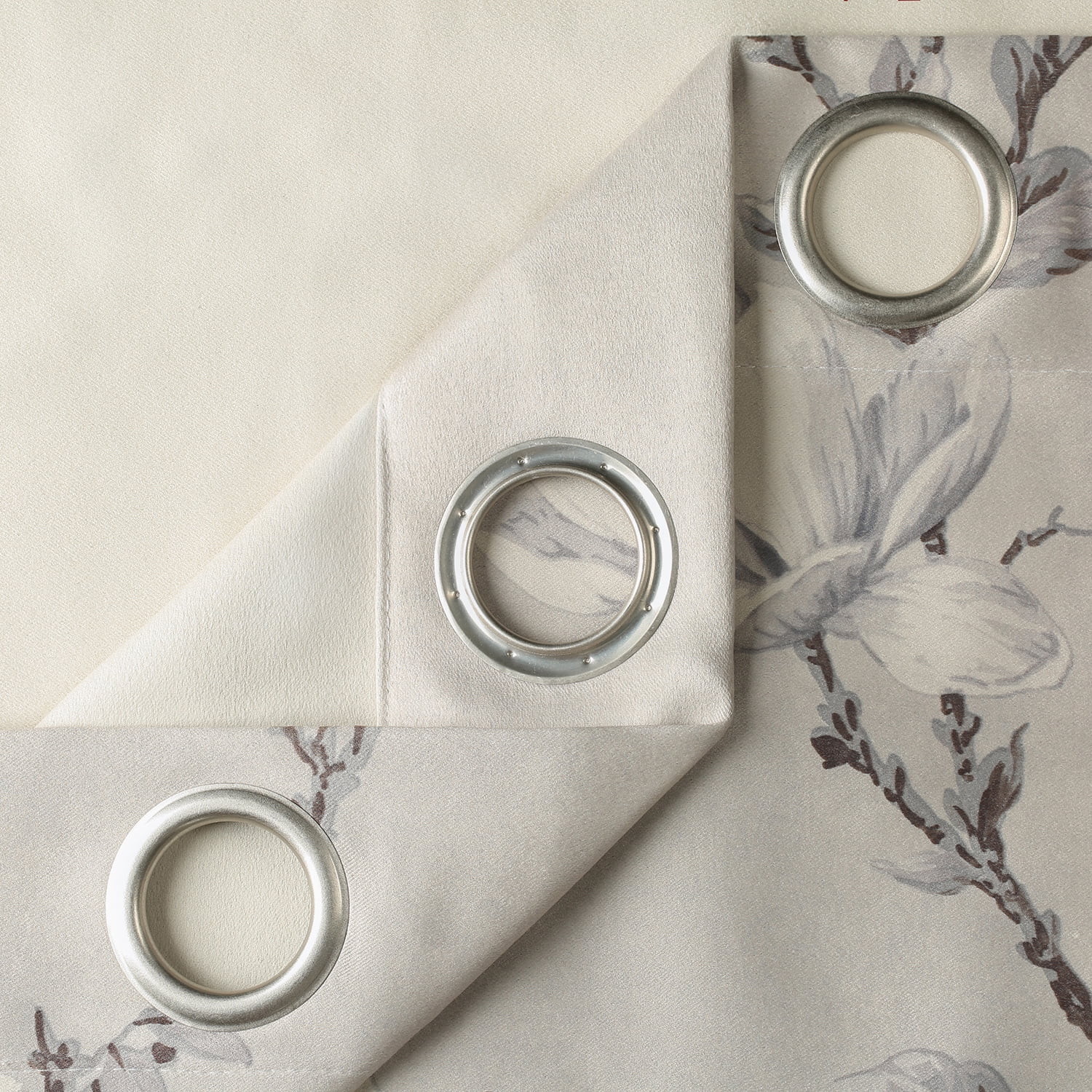 VOGOL Magnolia Flower Blackout Curtains for Bedroom, Grommet Thermal Insulated Room Darkening Curtains for Living Room Patio Door Window Drapes, 2 Panels, W52 x L96, Grey