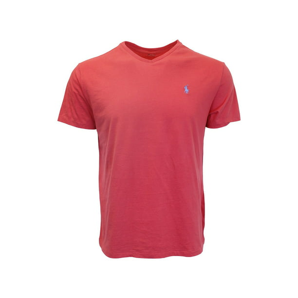 Polo Ralph Lauren Men's Classic Fit V-neck T-shirt (Large, Maui Red) -  