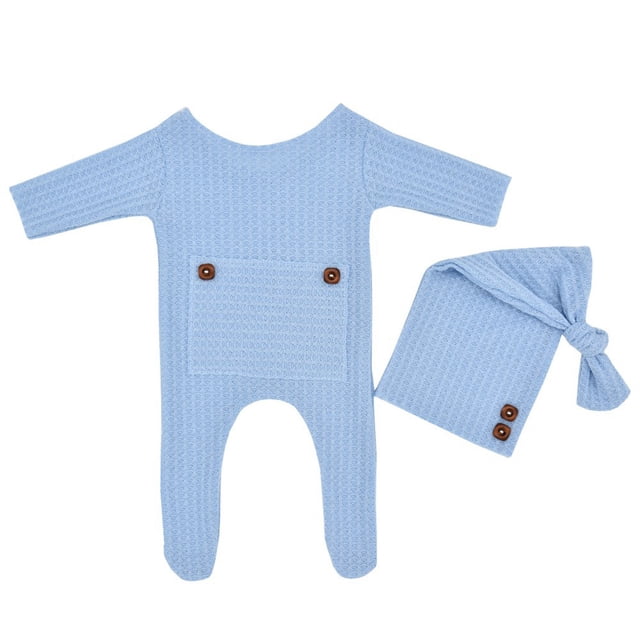 SXcggal One Newborn Baby Photography Prop Footed Romper Button Overalls Hat Set Cute Lightweight Babys Caps