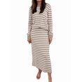 thumbnail image 1 of Conjuntos de 2 Piezas de Falda para Mujer, Moda de Otoño, Suéter A Rayas, Vestido Midi de Punto, Ropa de Salón, Viajes, Ropa de Invierno. Almendra L, 1 of 10