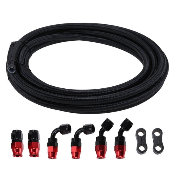 Kit de línea de combustible AN8 Unique Bargains 25.09 pies manguera de vacío manguera de combustible con abrazadera de tubo negro 1 juego