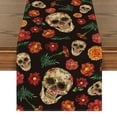 thumbnail image 1 of Mantel de lino con diseño de calavera de azúcar mexicana para el hogar, la cocina y el comedor (13 x 72 pulgadas), 1 of 1
