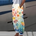 thumbnail image 2 of Hfolob Womens Casual Pants Women Fashion Elastic Waist Pant With Pocket Loose Harem Pants Print Crop Pants Relaxed Fit, 2 of 4