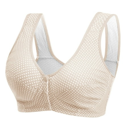 Akiihool Womens Plus Size Womens Bras Comfortable Womens Low Back Bra Wire Lifting Deep U Shaped Plunge Backless Bra with Convertible Clear Straps (Beige 44)