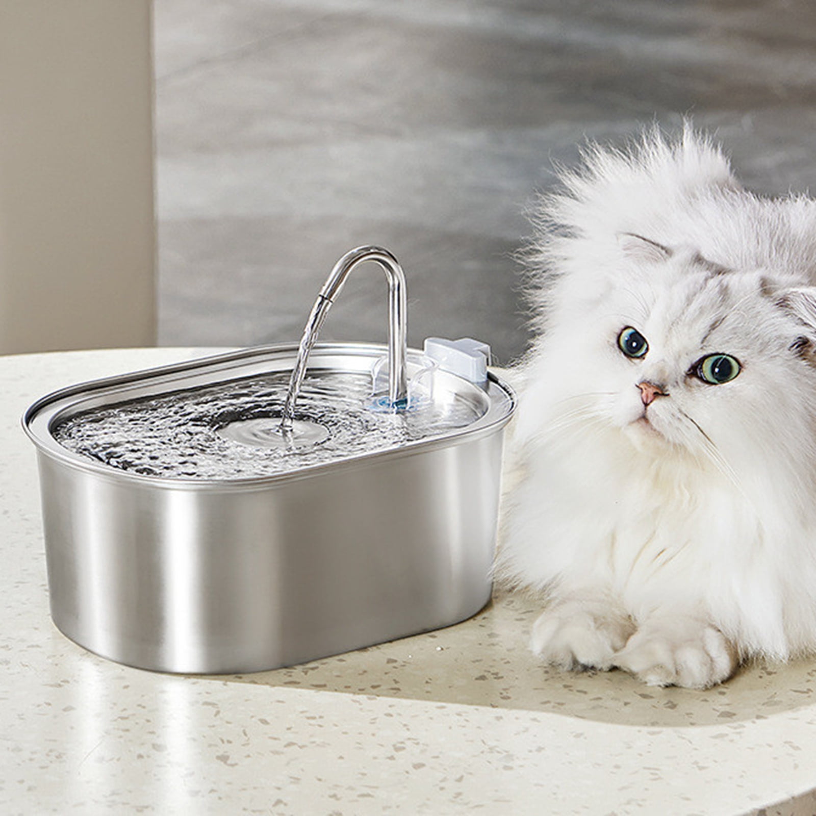 Djiypn Cat Water Fountain, 3.5L/118oz Automatic Stainless Steel Pet Fountain Dog Water Dispenser, Ultra-Quiet Pump and Filters & for Cats, Dogs, Multiple Pets