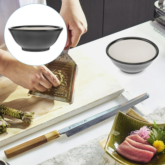 Topbathy Japanese Style Suribachi Bowl Ceramic Bowl Black 1Pcs