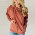 thumbnail image 4 of Fiaer Women Pullover Sweatshirts Long Sleeve Crew Neck Solid No Hooded Hoodies Loose Fit Casual Trendy Warm Tops Brick Red XXL, 4 of 5