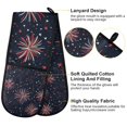thumbnail image 2 of Yayeee Double Oven Mitt Kitchen Heat Resistant Baking 35" x7" Quilted Glove, Red and White Fireworks Pattern, 2 of 6
