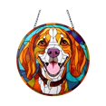 thumbnail image 2 of Mountain Wilderness Stained Glass Jigsaw Puzzle Suncatcher, Round Acrylic Window Hanging Decor, Unique Shape 126 Pieces Flower Butterfly Nature Puzzle with Chain, 2 of 9