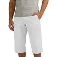 thumbnail image 2 of Men's Shorts Twill Zipper Closure Long Cargo Shorts with Side Pockets Solid Color Loose 3/4 Capri Pants for Summer Beach Vacation, 2 of 9