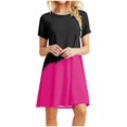 thumbnail image 1 of Ersazi Robes pour Femmes 2023 Mode Féminine Chandail à Col Rond avec Manches Courtes Imprimées Robe Décontractée Ample Longueur Genou en Liquidation Bleu G, 1 of 6