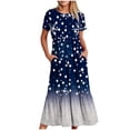 thumbnail image 1 of Fankiway Robe Longue Ample à Manches Courtes avec Poche et Col Rond Imprimé pour Femmes Rondes Robes de Printemps pour Femmes 5887, 1 of 4