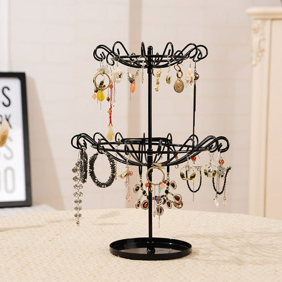 UPGRATOR 1Pack Black 2 Tier Jewelry Stand for Efficient Jewelry Storage