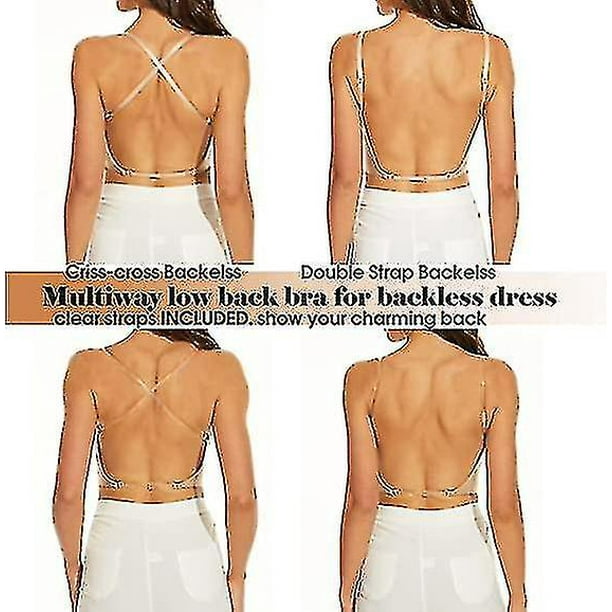 Womens Low Back Bra Wire Lifting Deep U Shaped Plunge Backless Bra Suitable  For All Styles 