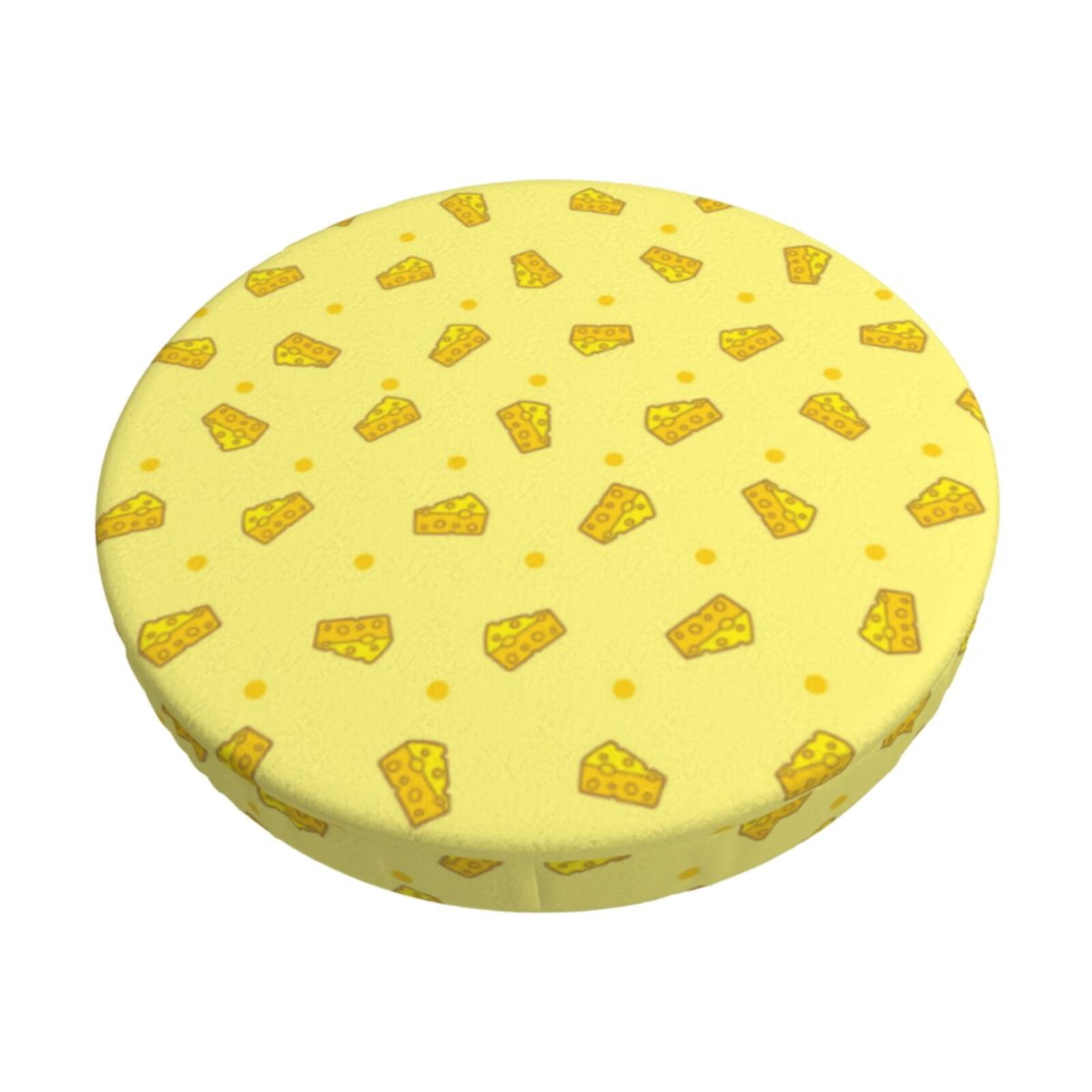 Easygdp Cheese 1 Print Easy To Install Bar Stool Covers&Stool Covers Round&Elastic Stool Cover, Barstool Covers,Washable&Bottom With Elastic Edge-14 inch