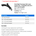 thumbnail image 2 of Front Right Passenger Side Lower Control Arm - Compatible with 2015 - 2019 Jeep Renegade 2016 2017 2018, 2 of 2