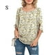 thumbnail image 3 of Qarigey Camisa de mujer Estampado de media manga Top Camisa de mujer Estampado de medio cuello Blusa informal Prendas para la parte del cuerpo flor blanca amarilla S, 3 of 5