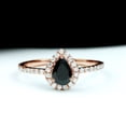 thumbnail image 2 of Rosec Jewels Black Onyx Teardrop Ring for Women with Diamond Halo (5X7 MM Pear Shape Onyx), 18K Rose Gold, US 11.00, 2 of 8