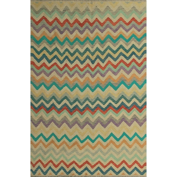 Winchester Bengisu Ivory/Turquoise Rug, 6'7" x 9'9"